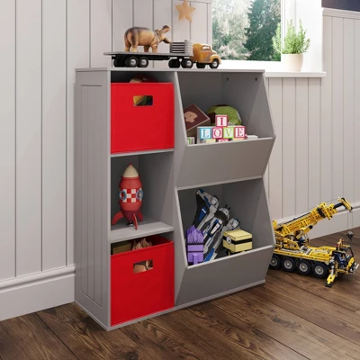 3pc Kids' Floor Cabinet With 2 Bins Set - RiverRidge Home 1 3pc Kids' Floor Cabinet With 2 Bins Set - RiverRidge Home