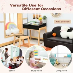 Costway Kids Table & Chair Set Wooden Activity Art Study Desk W/Storage Space 18 Costway Kids Table & Chair Set Wooden Activity Art Study Desk W/Storage Space -Children Household Series GUEST 8c68b25b 7c7a 4274 9b9d 8d88341b96b9