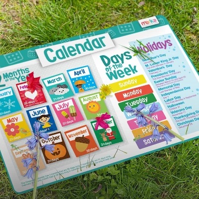 Merka Kids Educational Placemats For Kids Placemats Wipeable Set Of 4 Wipeable Silicone Mats Time Money Calendar & Season 1 Merka Kids Educational Placemats For Kids Placemats Wipeable Set Of 4 Wipeable Silicone Mats Time Money Calendar & Season