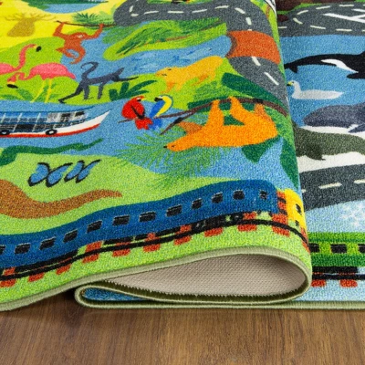 KC CUBS Boy & Girl Kids Animal Safari Car Vehicle Traffic Road Educational Learning & Game Play Nursery Bedroom Classroom Rug Carpet 5 KC CUBS Boy & Girl Kids Animal Safari Car Vehicle Traffic Road Educational Learning & Game Play Nursery Bedroom Classroom Rug Carpet - Image 5