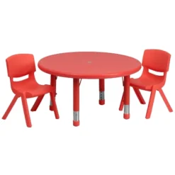 Flash Furniture 33" Round Plastic Height Adjustable Activity Table Set With 2 Chairs 17 Flash Furniture 33" Round Plastic Height Adjustable Activity Table Set With 2 Chairs -Children Household Series GUEST 8d9e76db d288 4828 8cbb 8dfec7c6f9cd