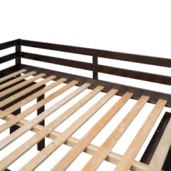 Low Study Full Loft Bed With Cabinets, Shelving And Rolling Portable Desk - ModernLuxe -Children Household Series GUEST 8fa772cc fedb 4f13 894e 46d66afb66d5