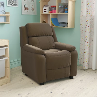 Emma And Oliver Deluxe Padded Contemporary Kids Recliner With Storage Arms 1 Emma And Oliver Deluxe Padded Contemporary Kids Recliner With Storage Arms