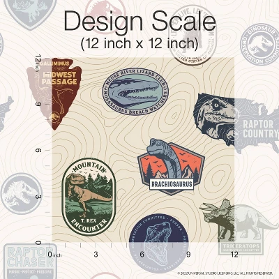 Jurassic World Badges Peel & Stick Wallpaper Beige - RoomMates 3 Jurassic World Badges Peel & Stick Wallpaper Beige - RoomMates - Image 3