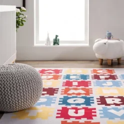 NuLOOM Peri Machine Washable Kids Alphabet Nursery Or Playroom Area Rug -Children Household Series GUEST 908b02aa ac9a 49f8 9711 23e10dffe11c