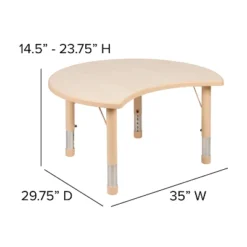 Emma And Oliver 25.125"W X 35.5"L Crescent Natural Plastic Adjustable Activity Table-Seats 4 -Children Household Series GUEST 908ddeeb 98e1 4d97 a4a3 0241e1b63ec4 1