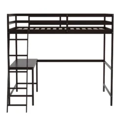 Flash Furniture Riley Loft Bed Frame With Desk, Wooden Bed Frame With Protective Guard Rails & Ladder For Kids And Teens -Children Household Series GUEST 9181c584 707c 4b5e 9b86 10d460f433e5