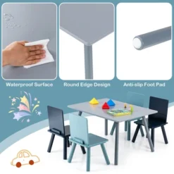 Costway 5 Piece Kids Wooden Activity Table And 4 Chairs Play Set Gift W/ Building Blocks -Children Household Series GUEST 92965e80 78a5 4875 98f1 aef5d68c40f5