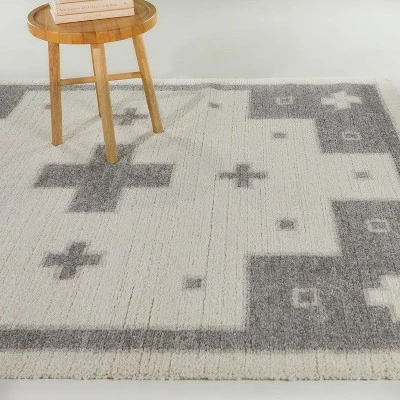 Sesto Geometric Kids' Area Rug Cream/Gray - Balta Rugs 1 Sesto Geometric Kids' Area Rug Cream/Gray - Balta Rugs