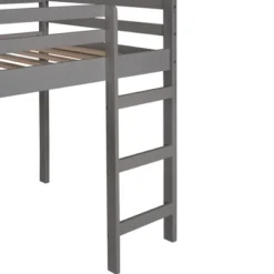House Shape Twin Size Loft Bed With Slide, Gray - ModernLuxe -Children Household Series GUEST 956f098b 8f1d 4b54 890e 7c8fd3fb27e5
