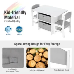 Babyjoy Kids Art Play Wood Table And 2 Chairs Set W/ Storage Baskets Puzzle 12 Babyjoy Kids Art Play Wood Table And 2 Chairs Set W/ Storage Baskets Puzzle -Children Household Series GUEST 95df00e3 7cd4 48d8 83cf 76ad21bc90b9