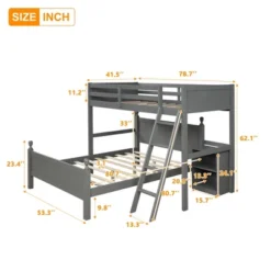 Twin Over Full Loft Bed With Cabinet - ModernLuxe -Children Household Series GUEST 9732a973 13fe 40b6 a614 c93974c9634c