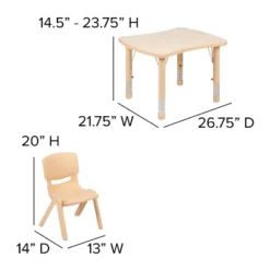 Emma And Oliver 21.875"W X 26.625"L Rectangular Plastic Height Adjustable Activity Table Set With 4 Chairs -Children Household Series GUEST 980c8b7e f814 43be ba9e 1882675d1be1