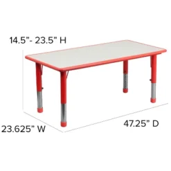 Emma And Oliver 23.625"W X 47.25"L Rectangular Plastic Height Adjustable Activity Table Set With 4 Chairs -Children Household Series GUEST 985b2c87 f7fd 4562 9d4d 05cb5f954032