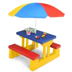 Costway Kids Picnic Table Set W/Removable Umbrella Indoor Outdoor Garden Patio -Children Household Series GUEST 998d5a34 f5fe 4f82 a64b 433e2f2978ec
