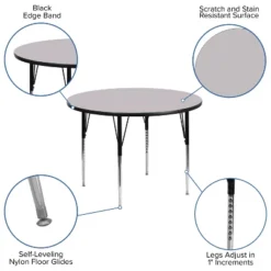 Flash Furniture 48'' Round Thermal Laminate Activity Table - Standard Height Adjustable Legs -Children Household Series GUEST 99d03a77 10e7 488a 8e59 e0f0d8cc77f6 1