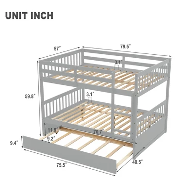 Full Over Full Bunk Bed With Trundle Bed And Ladder-ModernLuxe 3 Full Over Full Bunk Bed With Trundle Bed And Ladder-ModernLuxe - Image 3