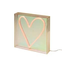 Teen Iridescent Heart Acrylic Box Novelty Table Lamp Pink - West & Arrow -Children Household Series GUEST 99fa80ef ff4b 44fd b996 92afcb093663