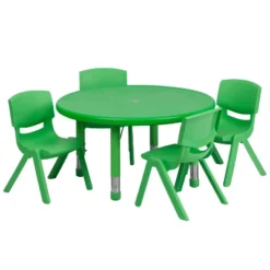Flash Furniture 33" Round Plastic Height Adjustable Activity Table Set With 4 Chairs 20 Flash Furniture 33" Round Plastic Height Adjustable Activity Table Set With 4 Chairs -Children Household Series GUEST 9ba7db33 e4cf 4585 b3a0 41aff703b2fd