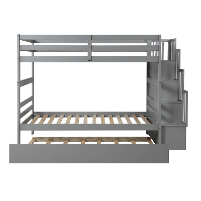 Twin Over Twin Bunk Bed With Trundle, Stairs And Storage Shelves-ModernLuxe 7 Twin Over Twin Bunk Bed With Trundle, Stairs And Storage Shelves-ModernLuxe - Image 7