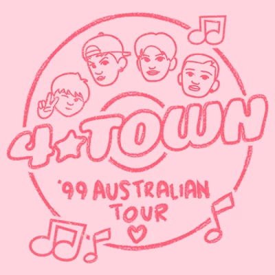 Junior's Turning Red 4*Town '99 Australian Tour Badge T-Shirt 1 Junior's Turning Red 4*Town '99 Australian Tour Badge T-Shirt