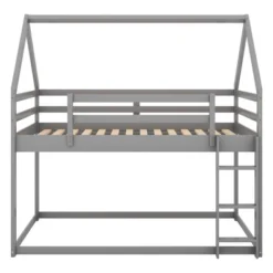 Twin Over Twin House Shaped Bunk Bed With Ladder And Guardrail-ModernLuxe 17 Twin Over Twin House Shaped Bunk Bed With Ladder And Guardrail-ModernLuxe -Children Household Series GUEST 9dfe6d0c ea0c 444a 9836 ef5034dd22e2