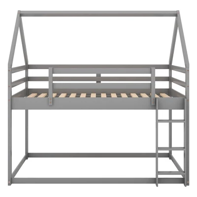 Twin Over Twin House Shaped Bunk Bed With Ladder And Guardrail-ModernLuxe 6 Twin Over Twin House Shaped Bunk Bed With Ladder And Guardrail-ModernLuxe - Image 6