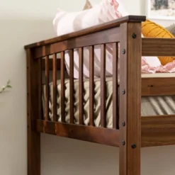 Twin Over Twin Transitional Cottage Solid Pine Bunk Bed Walnut - Saracina Home -Children Household Series GUEST 9e6f1555 d064 4b28 afc0 d09b87b37a3e
