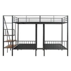Full Over Twin-Twin Triple Bunk Bed With Drawers And Staircase - ModernLuxe -Children Household Series GUEST 9ee83df9 62fe 43cb acca dcee1bfe73b2