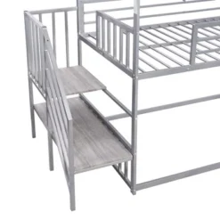 Twin Over Twin Metal Bunk Bed House Bed With Slide And Staircase-ModernLuxe -Children Household Series GUEST 9f480335 40d7 40a4 acd7 fe00345cefa3