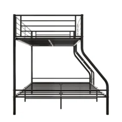 Twin-Over-Full Metal Bunk Bed With Ladder And Enhanced Upper-Level Guardrail, Black-ModernLuxe -Children Household Series GUEST 9ffc532d 1645 4986 a534 8c741e44ad2a