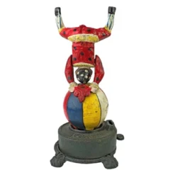 Design Toscano Spinning Acrobat Clown On Globe Authentic Iron Mechanical Bank -Children Household Series GUEST a2426497 b6fc 42fd 8ad6 1d0f3fe6ef47