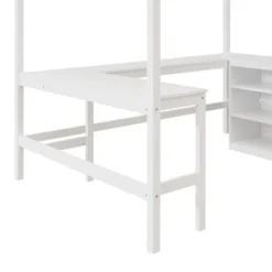 Full Size Wooden Loft Bed With Shelves And Desk - ModernLuxe -Children Household Series GUEST a4ef9ad7 2bae 4115 8d89 cdaa036c9298