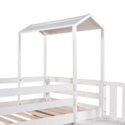 Twin Over Full Bunk Bed With Staircase, Shelves And House Roof-ModernLuxe -Children Household Series GUEST a4f27e08 89cf 448f 91d6 4d9301deeaf0