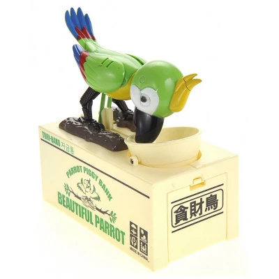 Insten Parrot Piggy Bank Robotic Coin Munching Toy Money Box, Green, 6.6x6.5 Inches 3 Insten Parrot Piggy Bank Robotic Coin Munching Toy Money Box, Green, 6.6x6.5 Inches - Image 3