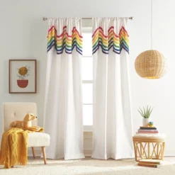 2pk Rainbow Tufted Striped Poletop Curtains - Dream Factory -Children Household Series GUEST a6d3aedc 21f5 4134 8d4d af59d808ce53