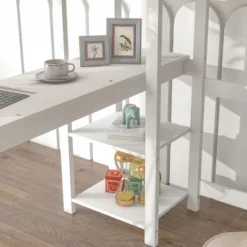 Wooden Loft Bed With Ladder, Desk And Shelves-ModernLuxe -Children Household Series GUEST a6fc4b29 1428 4ff1 89c9 2d80111218a0