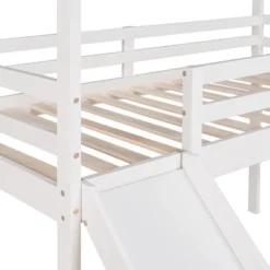 Twin Size House Shape Loft Bed With Slides, White - ModernLuxe -Children Household Series GUEST a72b06f6 3af6 4b5c 9519 79059c883805