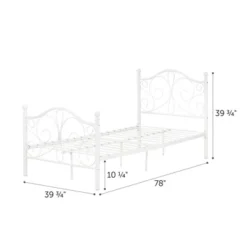 Twin Country Poetry Complete Metal Platform Bed White - South Shore -Children Household Series GUEST a73cd055 f294 45e4 affd d6cdb5327ec9