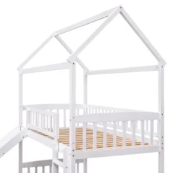 Twin Over Twin Bunk Bed, House Bed With Slide And Ladder-ModernLuxe -Children Household Series GUEST a9a2e612 b6f9 4699 8d8e d963b8611173