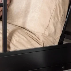 Twin Over Futon Analise Metal Bunk Bed Black - Saracina Home -Children Household Series GUEST aa2d1e2d b75c 4bdb 9c73 1846806f43c6