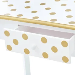 Fashion Polka Dot Gisele Play Vanity Set With Led Mirror White/Gold - Teamson Kids -Children Household Series GUEST ab0681c8 53fe 4186 a732 cfc0a27d59ac