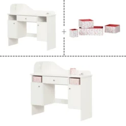 Vito Makeup Desk With Drawer Pure White/Pink - South Shore -Children Household Series GUEST ab562318 a964 4fe2 936c 5f0103f989db
