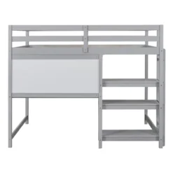 Wooden Loft Bed With Shelves, Desk And Writing Board - ModernLuxe -Children Household Series GUEST abe54b89 a0d9 4049 b3b5 1a7d2b372198