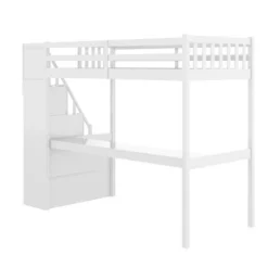 Twin Size Loft Bed With Staircase And Built-in Desk - ModernLuxe -Children Household Series GUEST ac06d0e5 46b1 451f b58b a9640b704efe