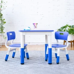 ECR4Kids Square Resin Dry-Erase Adjustable Activity Table With 2 Chairs (3-Piece Set) -Children Household Series GUEST ac251a78 e206 4d11 b5f4 e7e94bc1ba3f