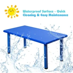 Costway Kids Plastic Rectangular Learn And Play Table Playroom Kindergarten Home Blue 13 Costway Kids Plastic Rectangular Learn And Play Table Playroom Kindergarten Home Blue -Children Household Series GUEST ad50cdf5 925a 4cab 8773 65ce389c9181