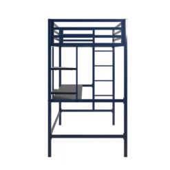 Twin Maxwell Metal Loft Bed With Desk & Shelves Blue/Black - Novogratz -Children Household Series GUEST ad68684f fd18 4423 a5a4 1e0d0881a576
