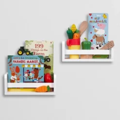 2pk Kids' 10" Floating Wall Mount Bookshelf Set White - RiverRidge Home -Children Household Series GUEST adee4863 3a76 44ff 9c2f 65d41d614452