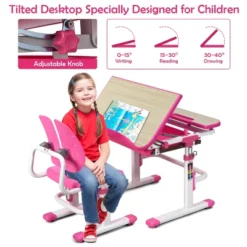 Costway Children Desk Chair Set Adjustable Study Table Drawer Winged Backrest Chair 14 Costway Children Desk Chair Set Adjustable Study Table Drawer Winged Backrest Chair -Children Household Series GUEST aee8a052 8049 4cfa 9bf1 d38880088c9c